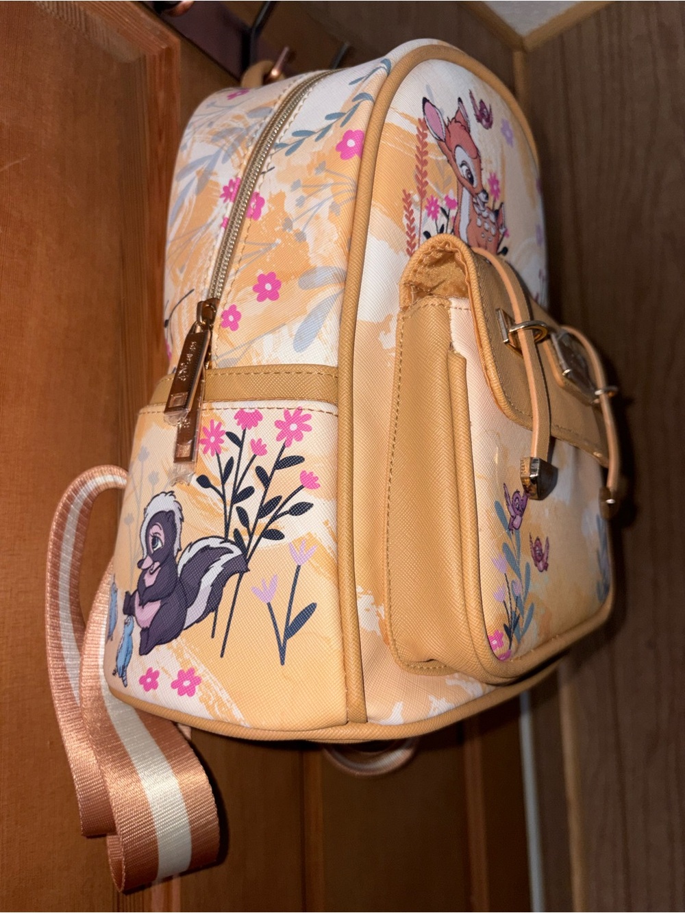 Disney Tan Bambi Mini Backpack with Floral Accents - Picture 2 of 4